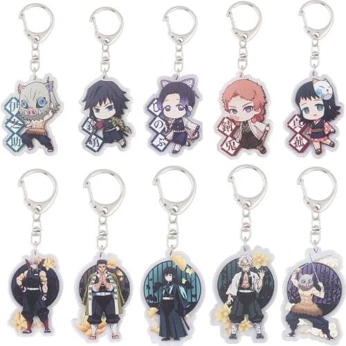 Anime Demon Slayer Keychain Acrylic Kimetsu no Yaiba Blade of Ghost Keychains Keyring Jewelry Accessories Fans Gifts