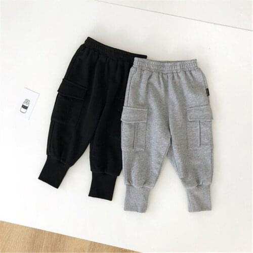 Toddler Boys Pants Autumn Casual Trousers For Boys 2 3 4 5 6 Y Kids Harem Pants Elastic Waist Big Pocket Baby Boys Sweatpants