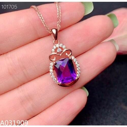 KJJEAXCMY boutique jewelry 925 sterling silver inlaid Amethyst necklace Womens pendant beautiful exquisite