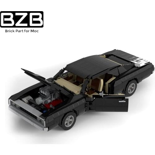 BZB MOC City Famous Racing 42111 Modified Tang 1970 High-tech Speed Sports Car Building Block Model Kids Boys DIY Toys Best Gift
