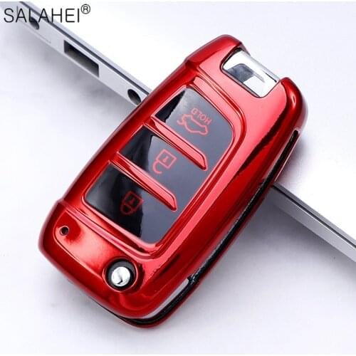 TPU Car Key Case Cover For Hyundai Elantra Solaris 2017 Santa Fe Tucson Verna i35 i40 Genesis F Flodingkey Shell Car Accessories