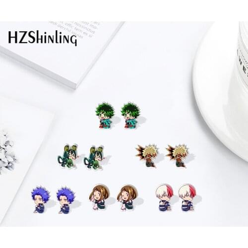 2021 Sitting Baby My Hero Academia Cartoon Anime Kawaii Heat Acrylic Stud Earrings Resin Epoxy Jewelry
