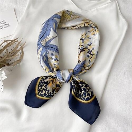 Design Satin Hair Band Women Print Neckerchief Square Silk Scarf Lady Shawl Female Head Wraps Headband Fashion Headscarf Bandana
