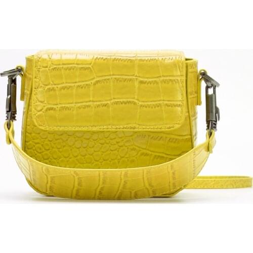 Designer Brands Alligator Saddle Bag Luxury Crocodile Leather Women Shoulder Crossbody Bags Wide Strap Handbag Yellow Purse 2021