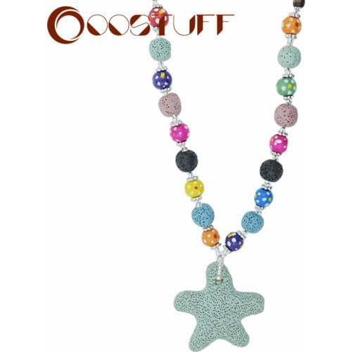 Women Choker Necklace Star Lava Stone Beads Handmade Jewelry For Women Statement Nature Stone Necklace Women collares colar 2021