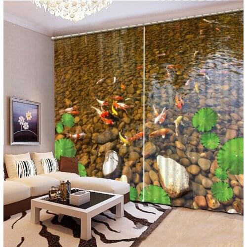 Stone curtains 3D Curtain Printing Blockout Polyester Photo Drapes Fabric For Room Bedroom Window fish curtains