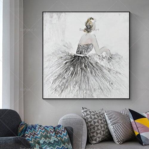 Oil Painting Figure Modern Hand Painted Girl Wear Skirt Children Room Wall Art Home Decoration Rolled Canvas No Frame Unstretche
