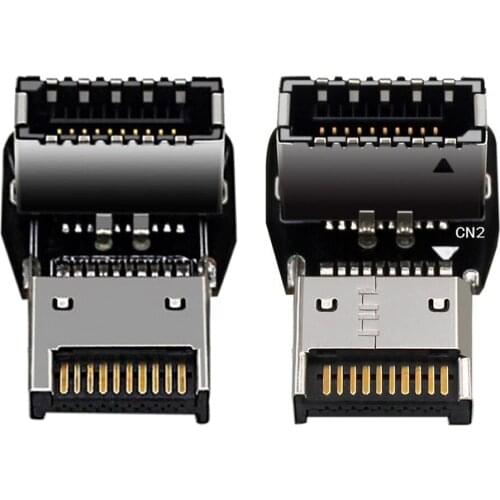 Computer Motherboard USB 3.1 Type E Male to Female 90 Degree Angled Adapter Steering Elbow Front TYPE-C Installed Wiring