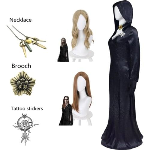 Biohazard Bela Cassandra Daniela Cosplay Costume Lady Dimitrescu Madam Dress Uniform Vampire Tattoo Brooch Halloween Party