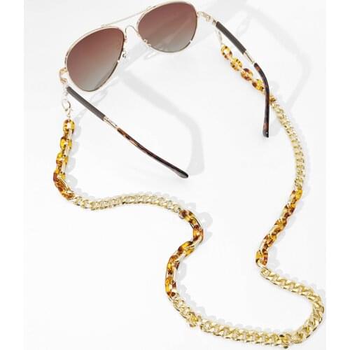 Gold Color Leopard Chain for Mask Glasses Women Men Acrylic Sunglasses Chains Lanyard Reading Eyeglasses Cord Neck Strap Rope