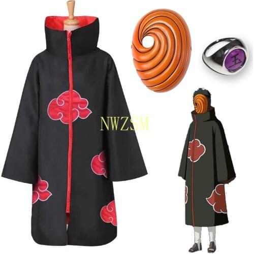 Naruto Uchiha Tobi Obito Akatsuki Cosplay Costume Cloak Mask Halloween Man Woman Cosplay Costume Accessories