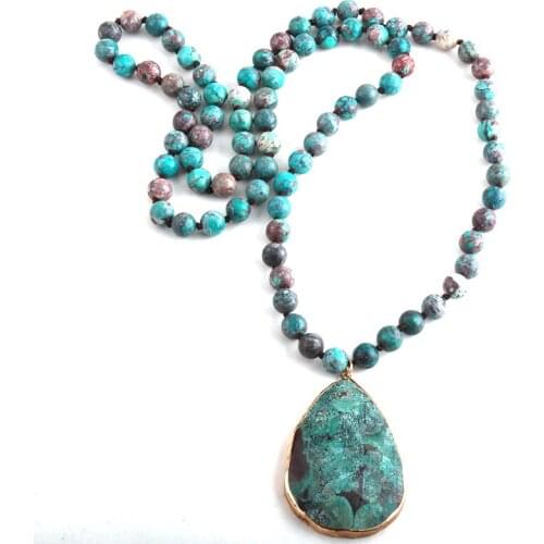 MD Fashion Boho Jewelry Natural Stones With Semi Precious Pendant Necklaces Women Bohemia Necklace Gift Dropship