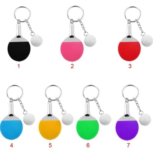 Fashion Mini Table Tennis Racket Ping Pong Paddle Bat Pendant Sports Keyring Keychain & Ball Pendant Purse Bag for Women Girls