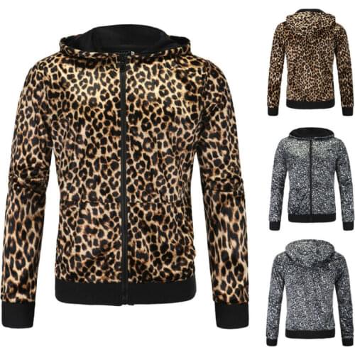 2021 Hot Mens Print Leopard Graphics Sweatshirt Jacket Pullover Hoodie Tops New Personality Street Trendsetter Leisure Time