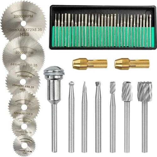 GTBL 45Pcs Diamond Engraving Accessories Set HSS Circular Saw Blade Set Routing Bit for Dremel Drill Bit Rotary Accessories