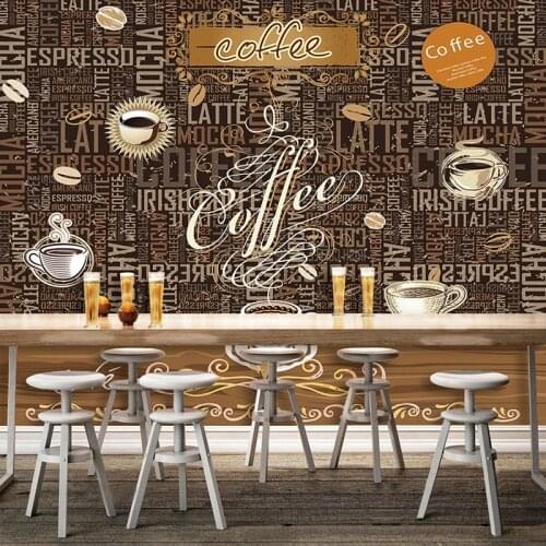 Custom Any Size Mural Wallpaper 3D Retro Personality Coffee Shop Restaurant Background Wall Papers English Letter Wall Painting