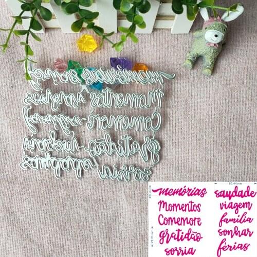 New 10Pcs Portuguese words metal cutting Die mold frame for scrapbook photo album decoration carving handmade paper card