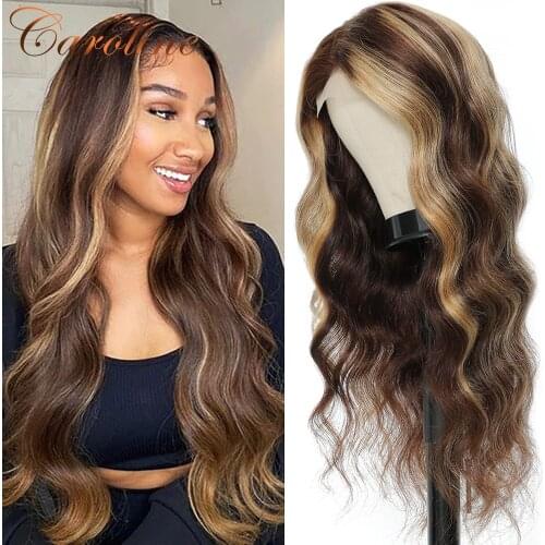 Highlight Wig Human Hair Remy Malaysian Body Wave Lace Front Wig 13x4x1 Pre-plucked 180 Density Colored Wigs For Black Women