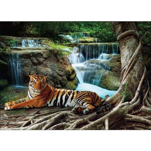 Full 5d Diy Square,Round Diamond Painting Cross Stitch -Forest tiger- 3d Embroidery Rhinestone Home Wall Sticker decor