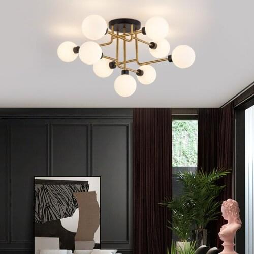 Ceiling Lamp Postmodern Light Luxury Warm Dining Room Living Room Lamp Room Lamp Magic Bean Glass Nordic Master Bedroom Lights