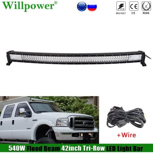 Offroad Car Roof 42" Curved LED Light Bar For Jeep Dodge Chevy JK SUV 4x4 Truck Boat Crane Tri-Row LED Bar Fog Driving Lamp