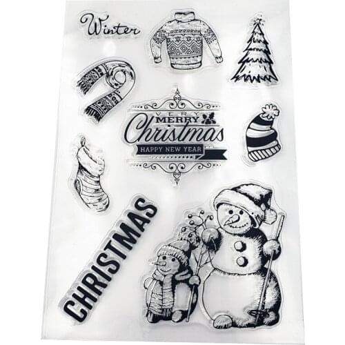 Winter Snow Man Craft Transparent Silicone Stamp for Scrapbooking DIY Photo album Card Making Decorative Clear Stamps Sheet