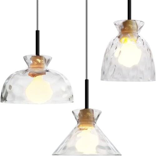 Nordic Log Glass Small Pendant Lamps Simple Dining Room Bar Restaurant Porch Loft Bedroom Bedside Lamp Corridor Pendant Lights