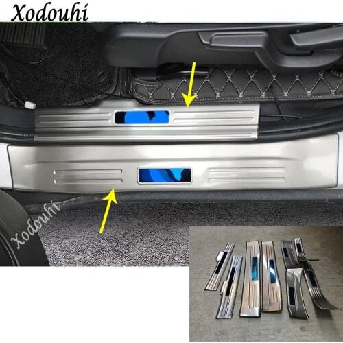 Car Styling Pedal Door Sill Scuff Plate Sticker Cover Inner+External Threshold Parts Cover For Honda HRV HR-V Vezel 2019 2020