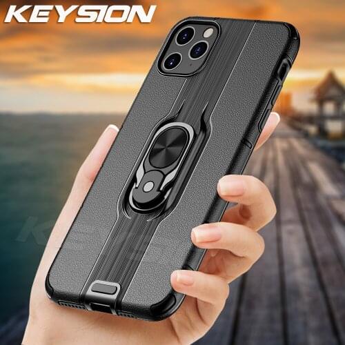 KEYSION Shockproof Armor Case For iPhone 11 11 Pro Max coque Stand Car Ring Phone Cover for iPhone 11 Pro Max New 2019 funda