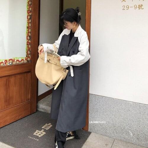 Minimalist Women loose Trench Women Pocket Double Breast Full Sleeve 2021 Spring Spring Autumn Loose Casual Minority Coat