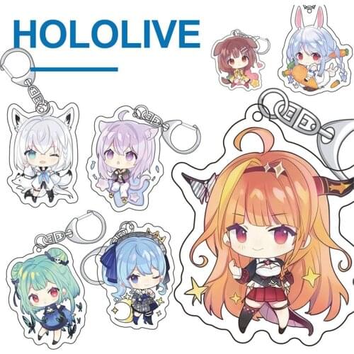 Vtuber Hololive Keychain Kawaii Character Shirakami Fubuki Natsuiro Matsuri Acrylic Keyring Bag Car Women Fans Collect Trinket