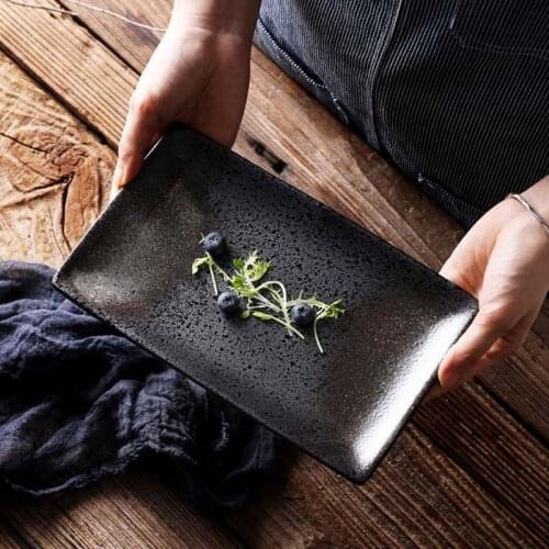 Japanese ceramic rectangular plate sushi plate snack plate set plate western food plate cake plate dessert plate restaurant comm