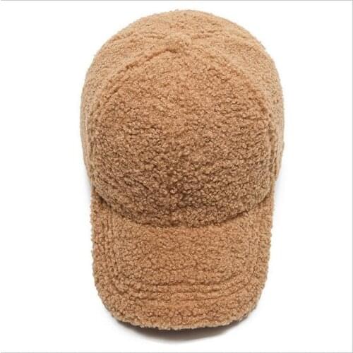 Women Winter Suede Velvet Faux Lamb Fur Thick Warm Baseball Hat Adjustable Pink White Camel Caps