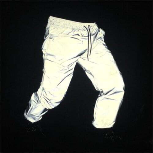 Women Men Sweatpant flash Reflective Pants Joggers Hip Hop Dance Show Party Night Jogger Baggy Trousers 3XL odblaskowe spodnie