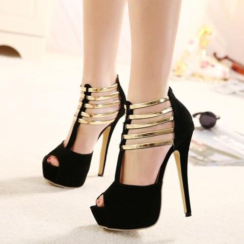 34-45 Plus Size Shoes Heels 15cm Platform Pump Shoes for Women Black High Heels Platform Shoes Woman Pumps Red Dress Sexy Heels