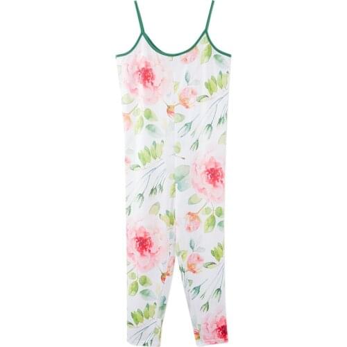 Neatie kiddie Floral Sleelveless Knitted Jumpsuit Women Onesies Sleepwear Round Neck Body Suit Lady Night Romper