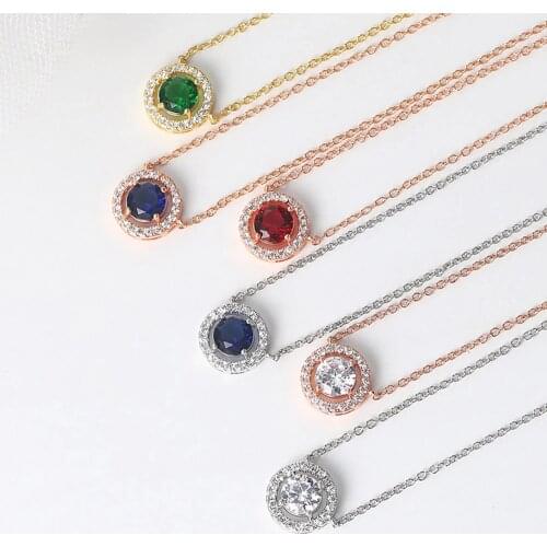 Shiny Pendant Necklaces For Women 2021 Aesthetic Jewellery Collar Choker Chain Cubic Zirconia 6 Colors Fashion Jewelry N095-M