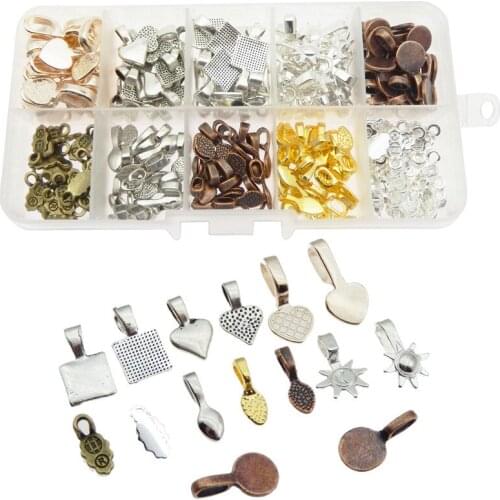 10kinds of style Spoon DIY Oval Glue on Bails Small Pendant Bails Jewelry Bails For Pendant Making Scrabble Glass Cabochon Tiles