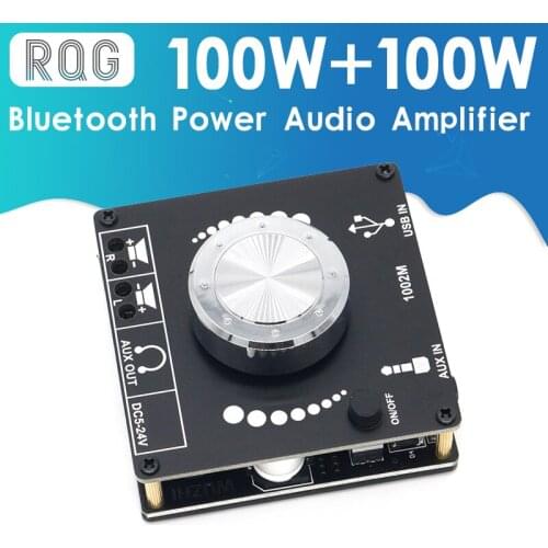 1002M 100W+100W Bluetooth 5.0 Power Audio Amplifier board Stereo AMP Amplificador Home Theater AUX USB