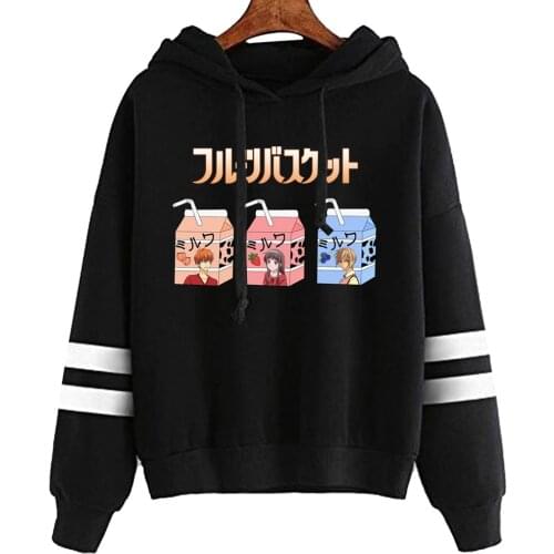 2021 Japanese Harajuku Funny Anime Fruits Basket Print Loog Sleeve Honda Tohru Souma Yuki Souma Kyo Hoodie Sweatshirt Autumn