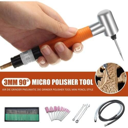 3mm 90 Degree Angle Air Die Grinder Pneumatic Micro Grinder Grinding Polisher Tool Set Cutting Abrasive Pneumatic Tools