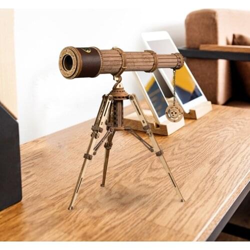 314pcs Monocular Telescope Wooden Handmade Gift 3D Stereo Wooden Assembly Model Children Adults DIY Crafts Ornaments Jigsaw Puzz