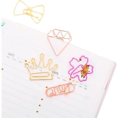 5pcs/lot Stationery Rose Gold Folder Small Book Markers Kids Creative School Cute Metal Paper Clip Bookmark
