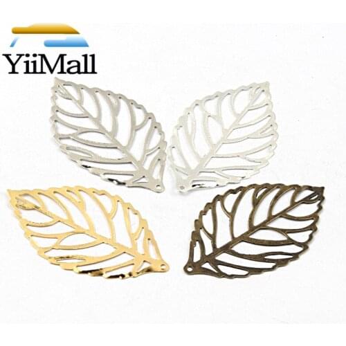 50pcs Gold/Bronze/Rhodium/Silver Plated Leaves Filigree Wraps Connectors For Jewelry Making DIY Charm Pendant Findings 3 Size