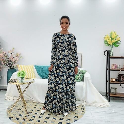 Abaya Dubai Muslim Women Floral Print Long Dress Islamic Jilbab Turkish Kaftan Arab Robe Party Maxi Cocktail Gown Ramadan Caftan