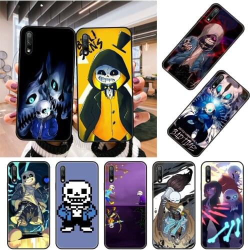 Phone Case For Huawei Honor 9X 9 9A 10 20 8X 8A 8S 7X 7A i 6A Pro Play Lite Black Cover Waterproof Soft Undertale Sans Skull