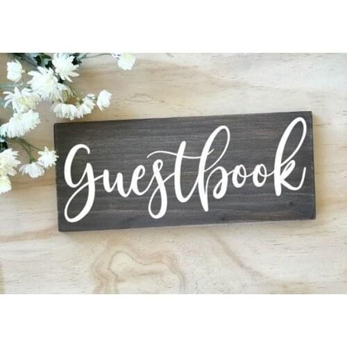 Guestbook Sign Decal Wooden Wedding Decor Sticker Rustic Wedding Signs Removable Self Adhesive Art Wall Decals G213