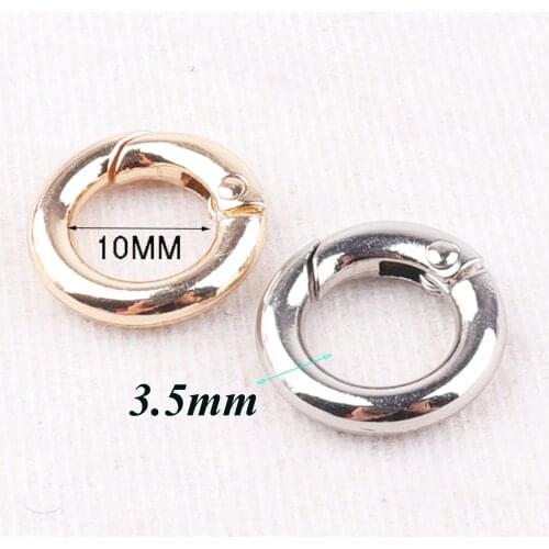 10 pcs Gold/Silver Spring Rings Buckles Spring Gate Ring Clasp Snap Ring webbing Purse Bag Handbag 3/8"(10mm)