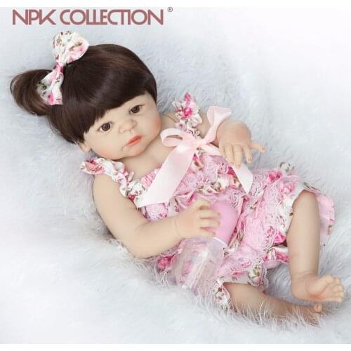 NPKCOLLECTION Lifelike Full Silicone Reborn Baby Menina Alive 23'' toddler Baby Bonecas girl kid bebe doll girls toys gifts
