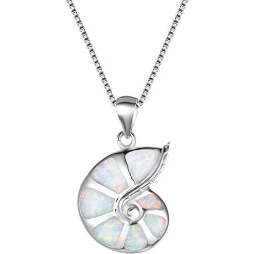 Fashion 925 Sterling Silver Opal Conch Pendants Necklaces Choker Necklaces Jewelry 2020